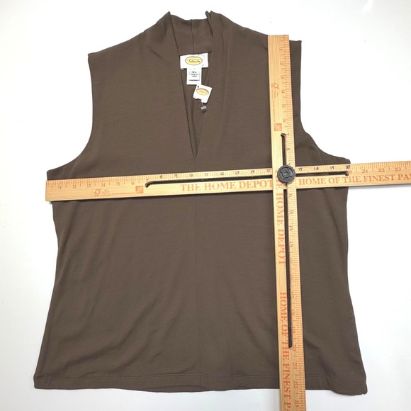 Talbots Sleeveless Mock Neck Top XL Brown Rayon Spandex NWT Vintage Korea - Picture 5 of 6